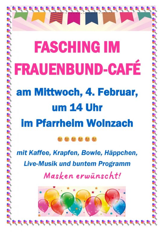Grossansicht in neuem Fenster: KDFB Wolnzach Fasching im Frauenbund-Cafe