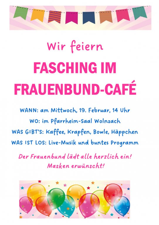 Grossansicht in neuem Fenster: KDFB Wolnzach Fasching im Frauenbund-Cafe Grossansicht in neuem Fenster: KDFB Wolnzach Fasching im Frauenbund-Cafe